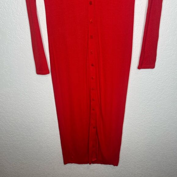 New Enza Costa Blood Orange Silk/Viscose Ribbed Cardigan MidiDress Small Revolve - Picture 5 of 13